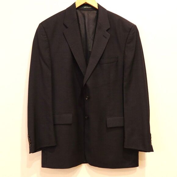 RALPH LAUREN mens wool cashmere blazer plaid dark navy 44R 2 button sports jackt - Picture 1 of 16